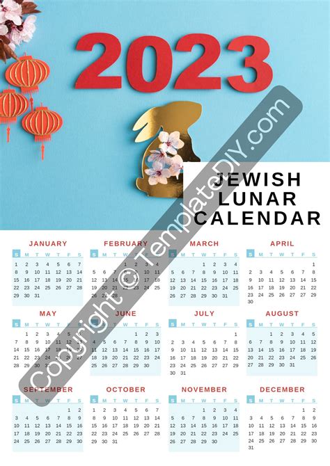 Jewish Lunar Calendar Printable Template in Pdf & Word