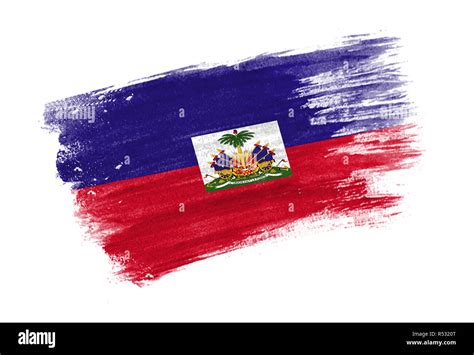 brush painted flag Haiti. Hand drawn style flag of Haiti Stock Photo ...