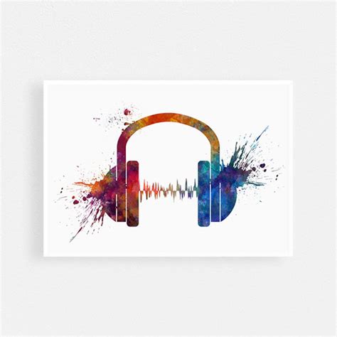 Music Art Watercolor Headphones Art Print for Music Lovers' Wall Decor ...