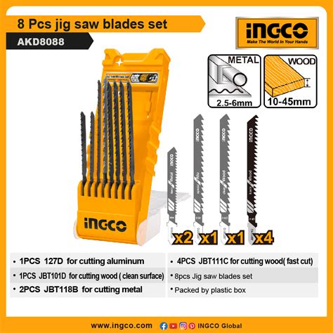 INGCO 8 Pcs Jig Saw Blades Set AKD8088 Albirco