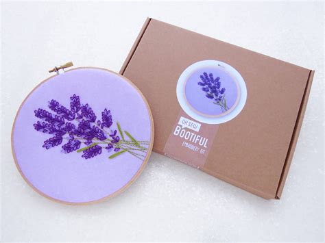 Lavender Embroidery Kit Floral Embroidery Set Wildflowers Modern