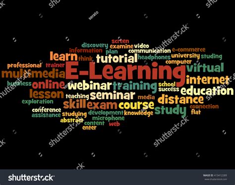 Elearning Word Cloud Concept On Black Stock Illustration