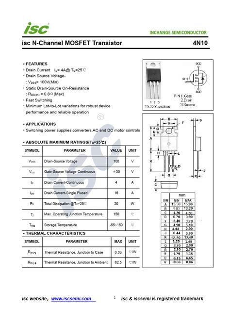 N Datasheet Transistor Equivalent Inchange Semiconductor