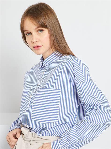 Camisa De Rayas Azul Kiabi