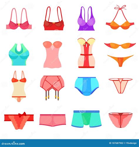 Underwear Icons Set Color Cartoon Style Stock Vector Illustration Of