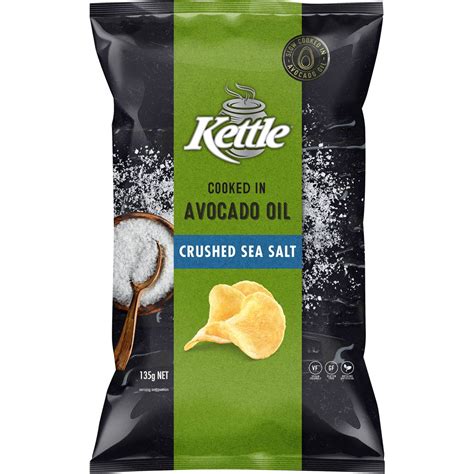 Kettle Chips Cooked In Avocado Oil Crushed Sea Salt 135g Woolworths