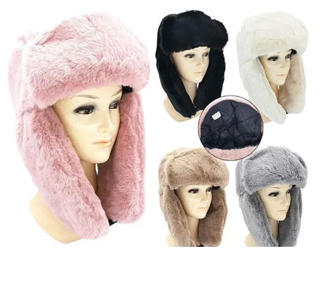 36 Pieces Women's Winter Hat With Ear Flaps Trooper Trapper Hat ...