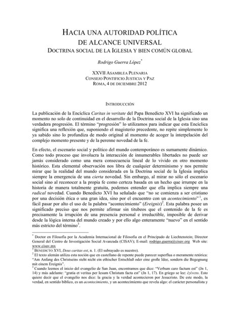 Hacia Una Autoridad Política De Alcance Universal