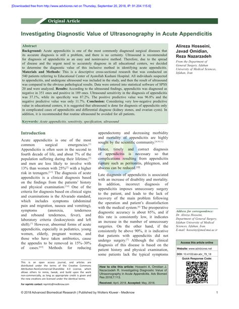 Pdf Investigating Diagnostic Value Of Ultrasonography In Acute