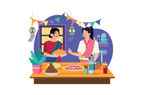 Diwali Celebration Illustration Concept A Flat Illustration Isolated