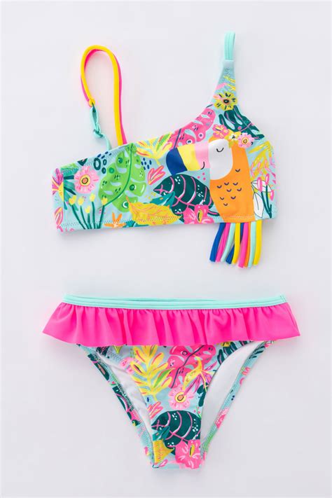 Blue Set Bikini Fetite One Shoulder Island Fetițe PLT7H7UP21IYMMX4 5 Penti Romania