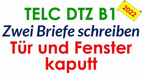 Prüfung B1 Briefe schreiben DTZ TELC B1 Brief 2022 Tür und Fenster