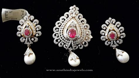 Diamond Pendant & Earrings for Chains - South India Jewels