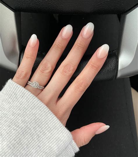 French Ombré W Short Oval Nails Bride Nails Bridal Nails French