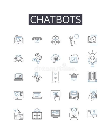 Chatbots Line Icons Collection Artificial Intelligence Virtual Assistants Robotic Technology