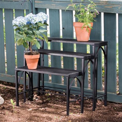 27 In Black Outdoor Rectangular Steel Plant Stand In The Plant Stands Department At