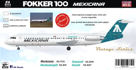 8aDecs Decals Catalogue MEXICANA GREEN MAT FOKKER 100