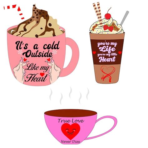 Premium Vector Valentine Coffee Up Sublimation Clipart