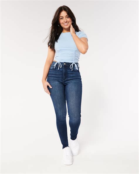 Hollister Curvy Ultra High Rise Medium Wash Super Skinny Jeans Plaza