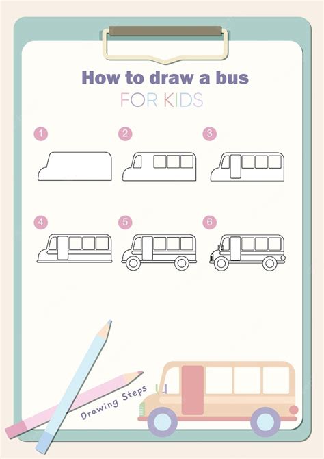 Premium Vector | How to draw a bus. Easy drawing steps for kids vector ...