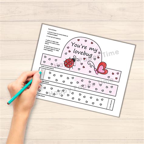 Lovebug Paper Crowns Printable Coloring Valentine Craft Activity Made By Teachers