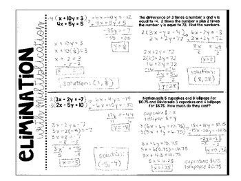 Algebra 1 Elimination With Multiplication For Systems Of Equations