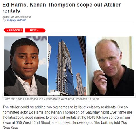 THE REAL DEAL: Ed Harris, Kenan Thompson scope out Atelier rentals | The Atelier Condo