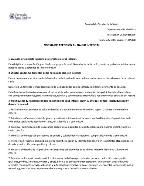 Modulo 3 Normas De Atencion Facultad De Ciencias De La Salud