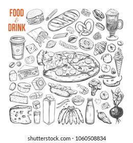 cookery natural food doodles collection stock vector royalty