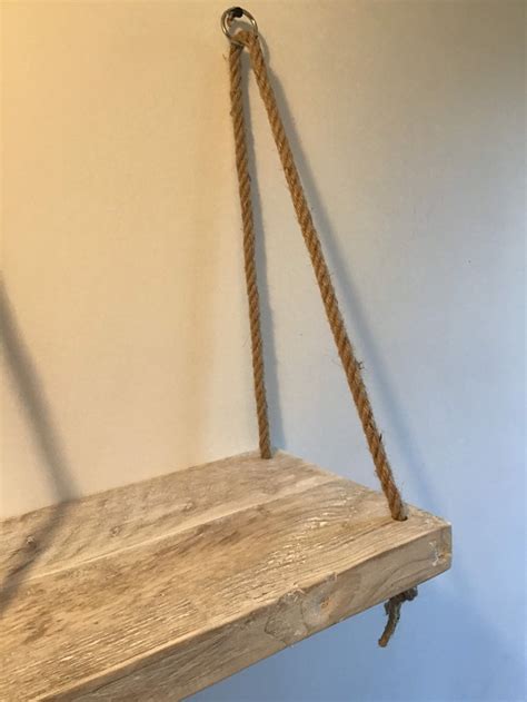 Rope Shelf Hanging Shelf Scaffold Board Shelf Whitewash Etsy Uk