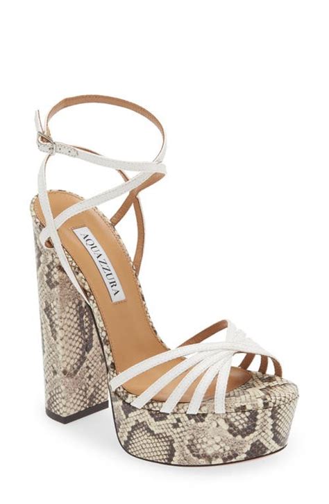 AQUAZZURA Very Claire Snakeskin Print Platform Sandal Editorialist