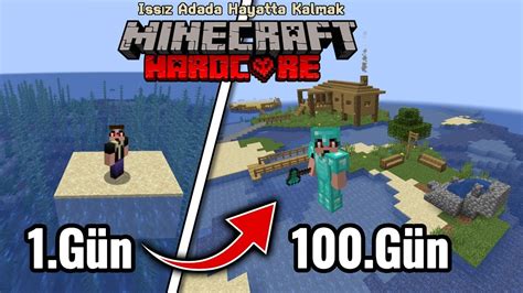 Minecraft Hardcore da ISSIZ Bir Adada 100 Gün Hayatta Kaldım YouTube