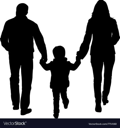 Black silhouettes family on white background Vector Image