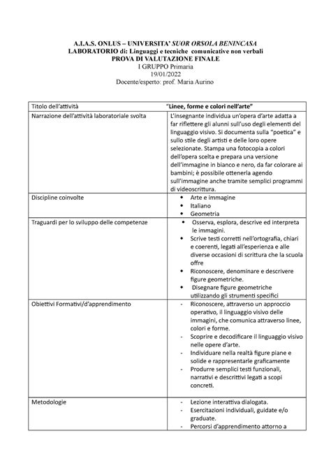 Scheda Prova Finale Linguaggi E Tecniche Comunicative Non Verbali A I