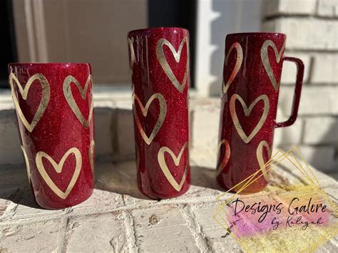 Open Heart Red Glitter Tumbler Dark Red Tumbler Tumbler With Etsy