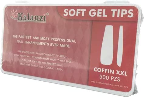 Tips Soft Gel Coffin Xxl Natural Con Pzs Kalanzi Env O Gratis