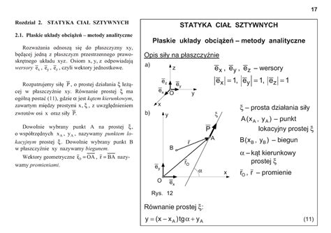 Statyka Mechanika Techniczna Rozdzia Statyka Cia Sztywnych