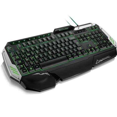 Teclado Multilaser Gamer Warrior Preto E Verde Led Usb Tc Tryb