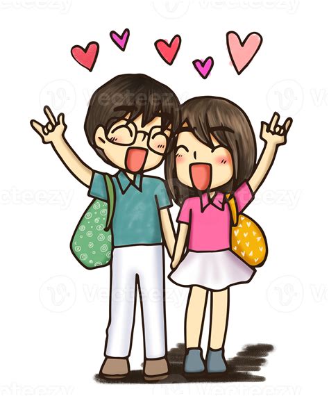 Anime Love Couples Together Travel Cute Character Cartoon Model Emotion Illustration Clipart