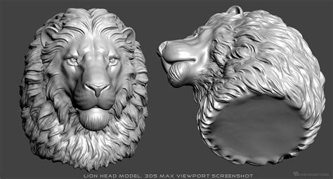 Lion Head 3d Model Digital Sculpture STL OBJ Files