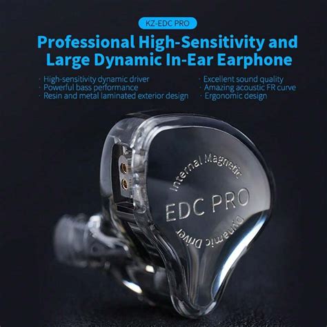 Kz Edc Pro Hifi Best In Ear Wired Earphone Large Dynamic Drivers