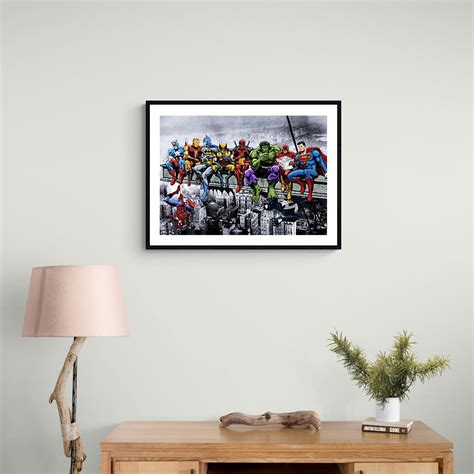 Marvel and DC Superheroes Lunch Atop A Skyscraper Wall Art