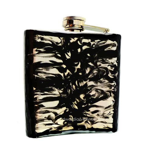 Octopus Hip Flask In Oxidized Brass Inlaid In Hand Painted Etsy