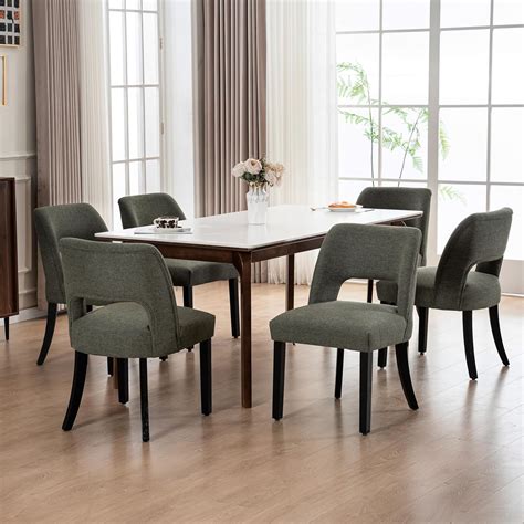 amazoncom vknow wooden dining chairs set   modern fabric