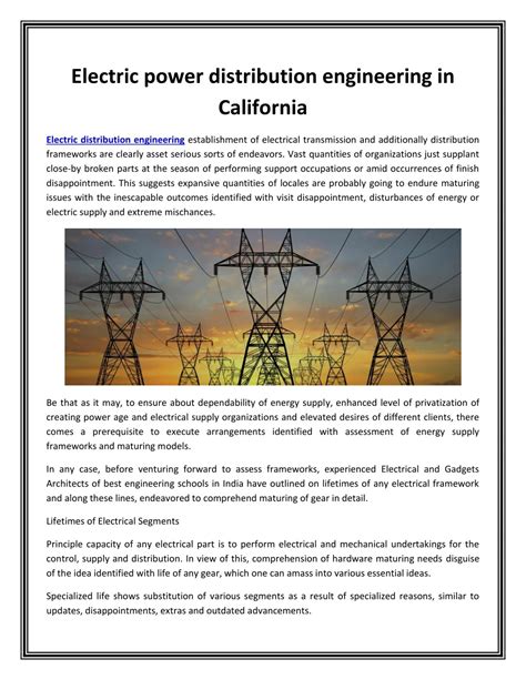 Ppt Electric Power Distribution Engineering In California Powerpoint