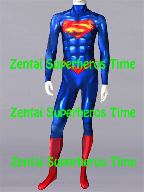 The New 52 Superman Cosplay Costume Zentai Shiny Superhero Custom Made Lycra Spandex 3d Printed