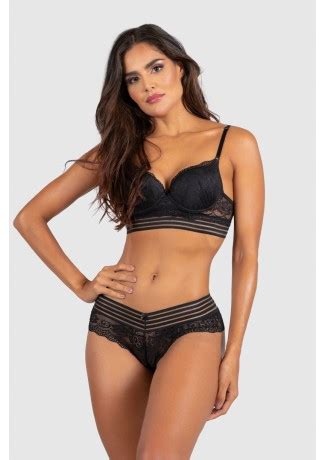 Conjunto Lingerie Morgana Preto Ref P03 18 C Kaisan