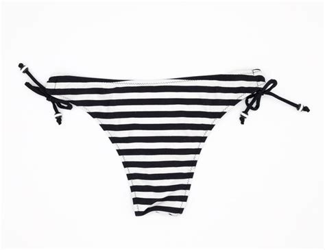 Black And White Striped Bikini Bottoms Side Tie Clos Gem