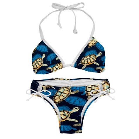Turtle Seamless Detachable Sponge Adjustable Strap Bikini Set Two Pack Swimwear For Two Beach
