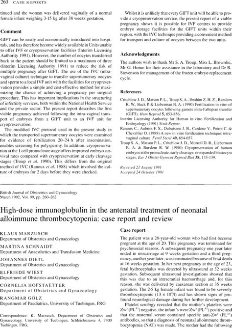 High‐dose Immunoglobulin In The Antenatal Treatment Of Neonatal